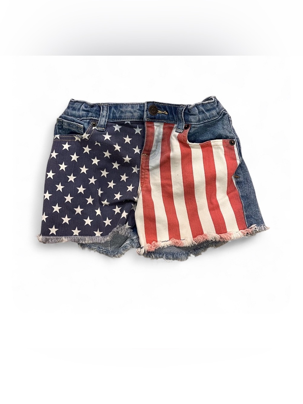 GIRLS Cat & Jack Denim Shorts with American Flag Patch - Red & Blue